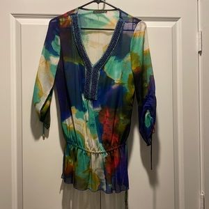 Madison Paige colorful beaded neck top